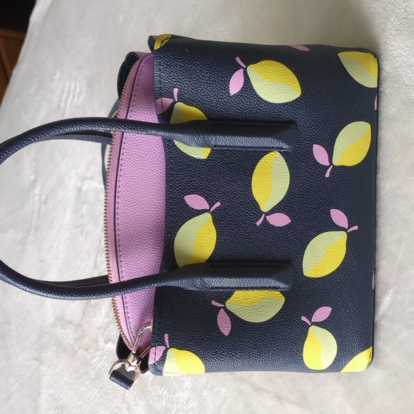 Kate Spade Margaux Medium Satchel Bag Blue Lemon Zest Satchel Purse - Picture 8 of 16